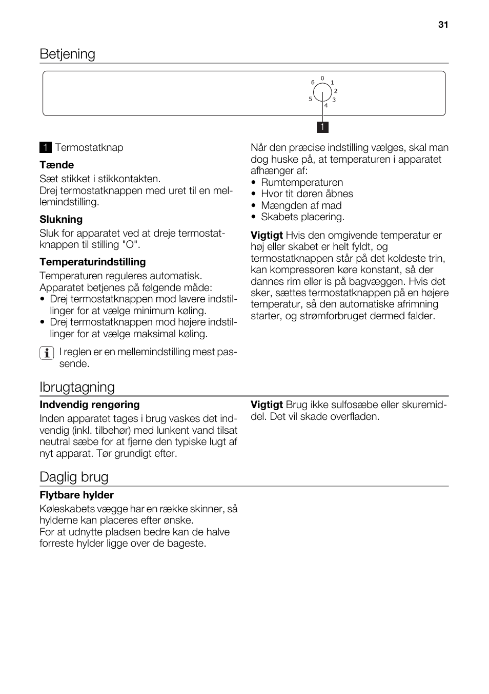 Betjening, Ibrugtagning, Daglig brug | DE DIETRICH DRS926JE User Manual | Page 31 / 40