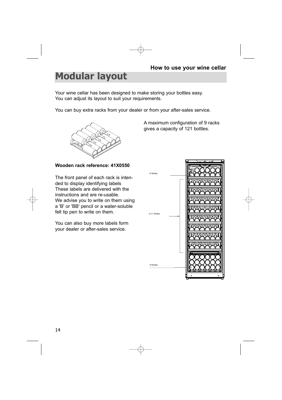 Modular layout, How to use your wine cellar | DE DIETRICH DWC170ZU User Manual | Page 14 / 19