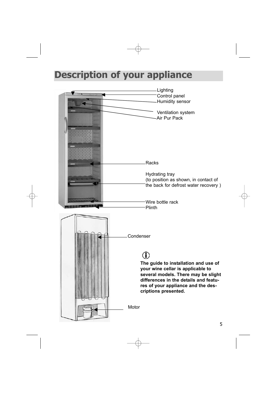 Description of your appliance | DE DIETRICH DWC170ZU User Manual | Page 5 / 19