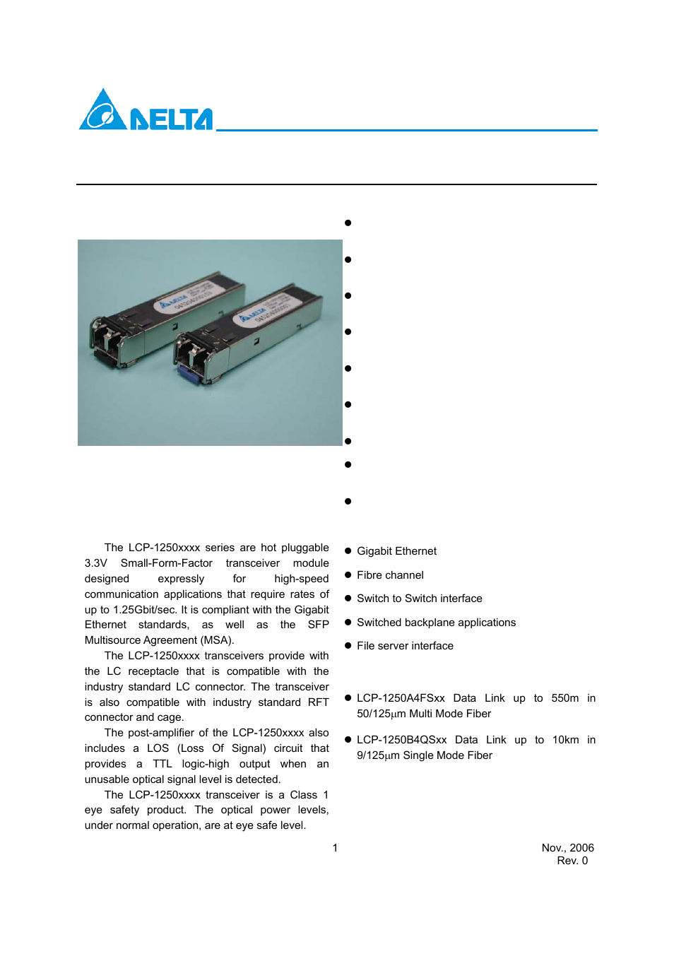 Delta Electronics LCP-1250A4FSR User Manual | 13 pages