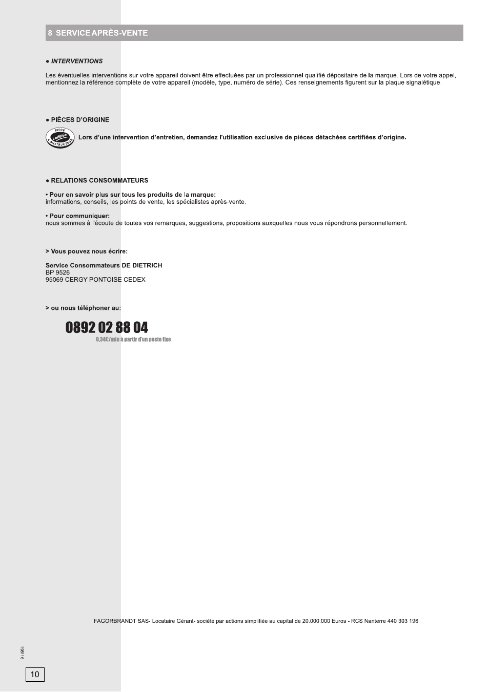 DE DIETRICH DWS860X User Manual | Page 10 / 28