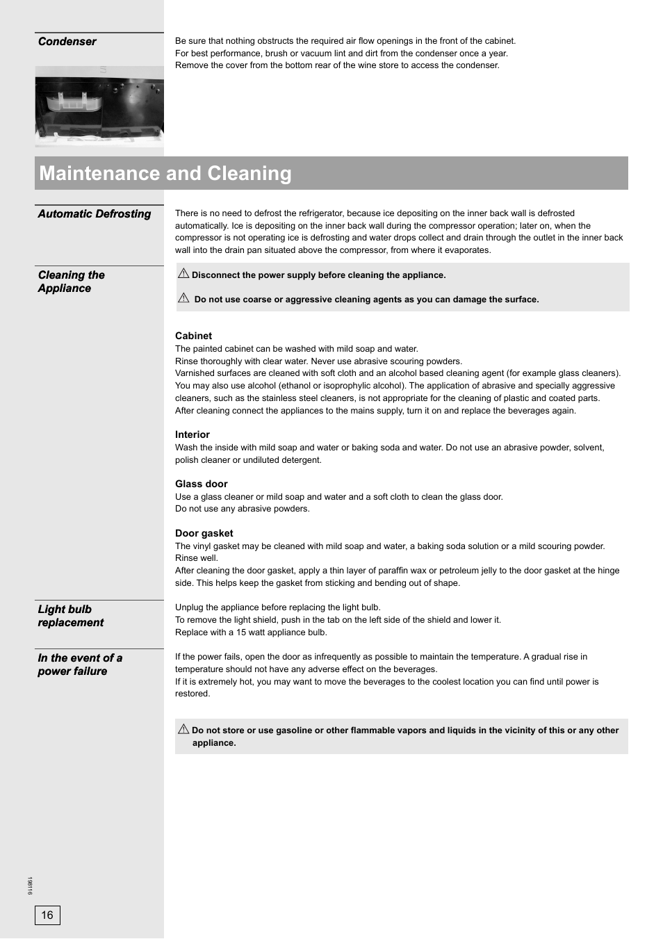 Maintenance and cleaning | DE DIETRICH DWS860X User Manual | Page 16 / 28