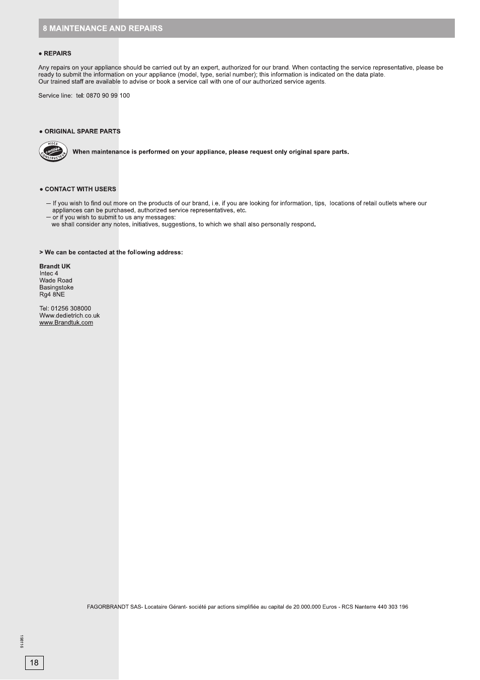 DE DIETRICH DWS860X User Manual | Page 18 / 28