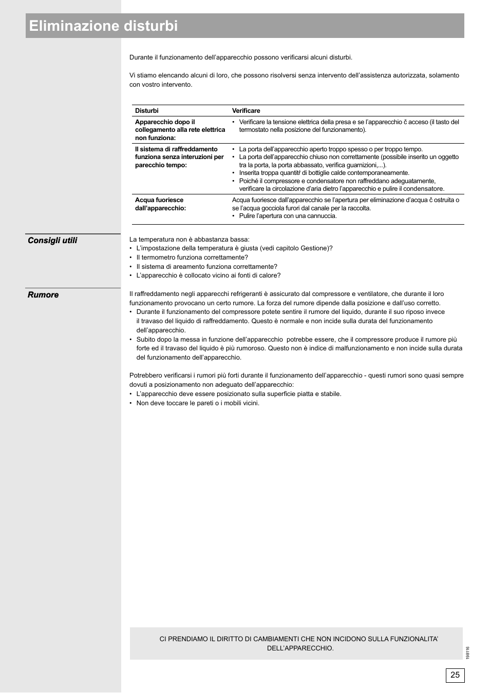 Eliminazione disturbi | DE DIETRICH DWS860X User Manual | Page 25 / 28