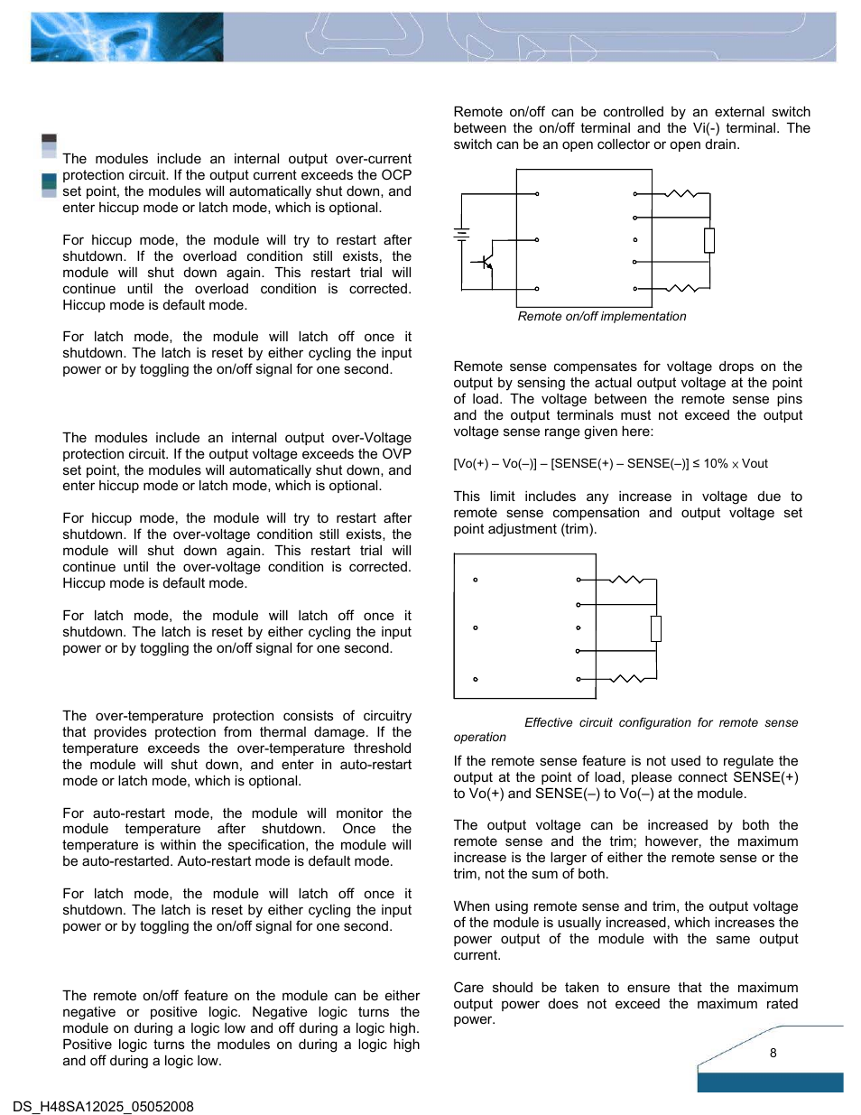 Features descriptions | Delta Electronics Series H48SA User Manual | Page 8 / 14