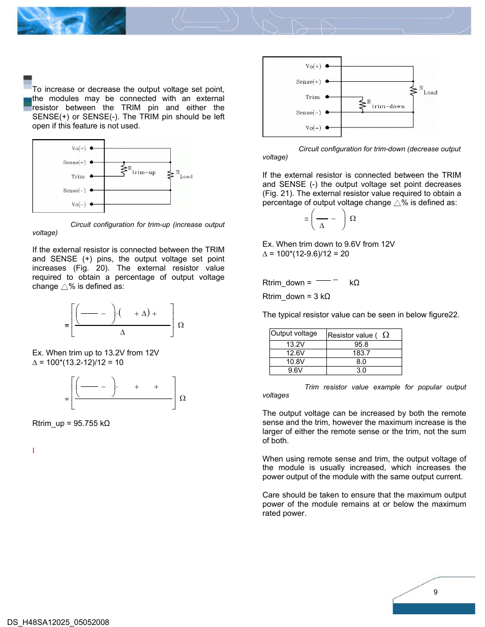 Features descriptions (con.) | Delta Electronics Series H48SA User Manual | Page 9 / 14