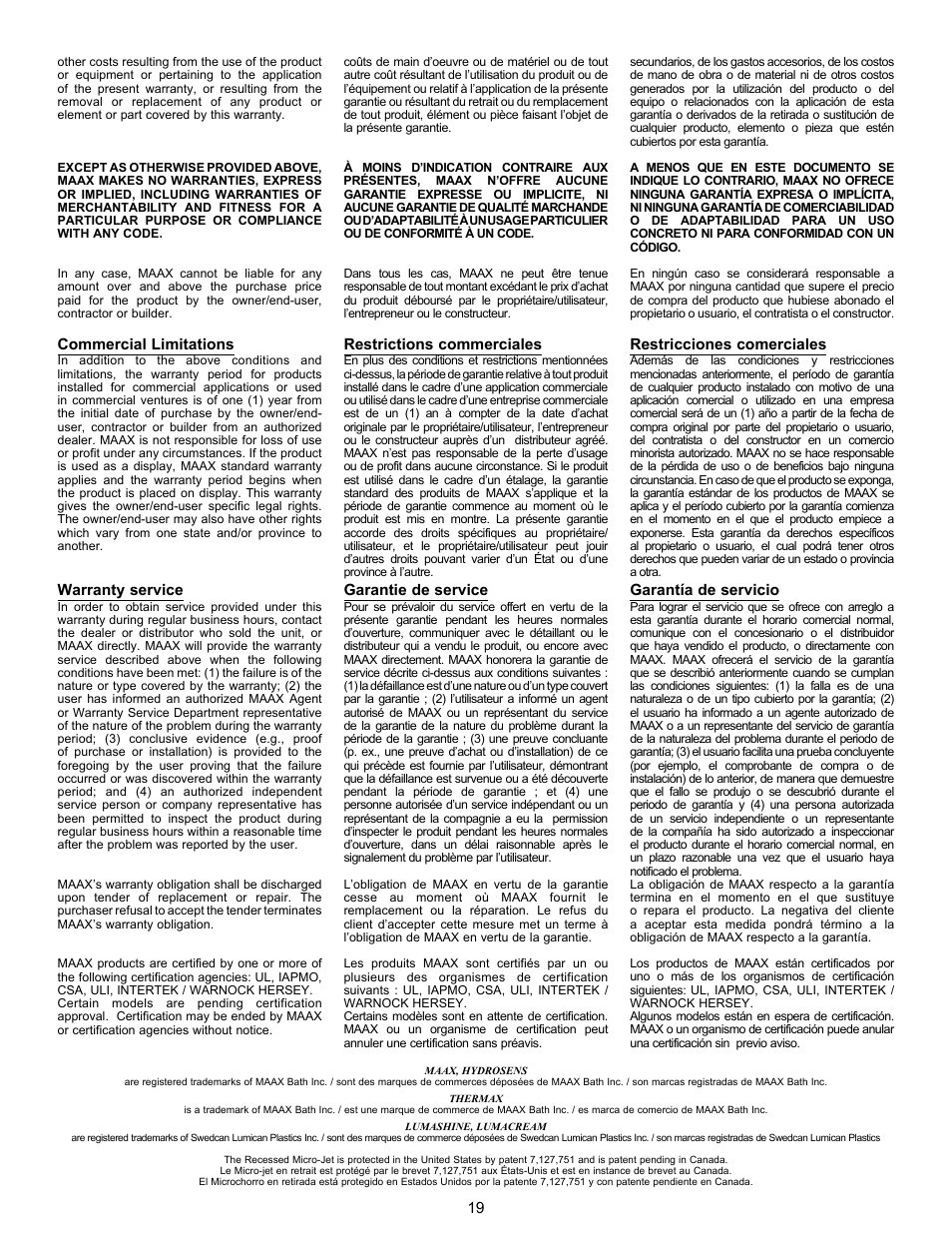 MAAX AGORA User Manual | Page 19 / 20