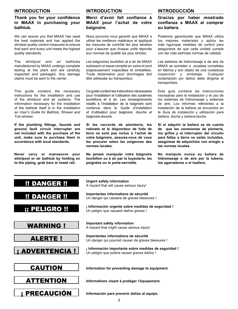 MAAX AGORA User Manual | Page 3 / 20