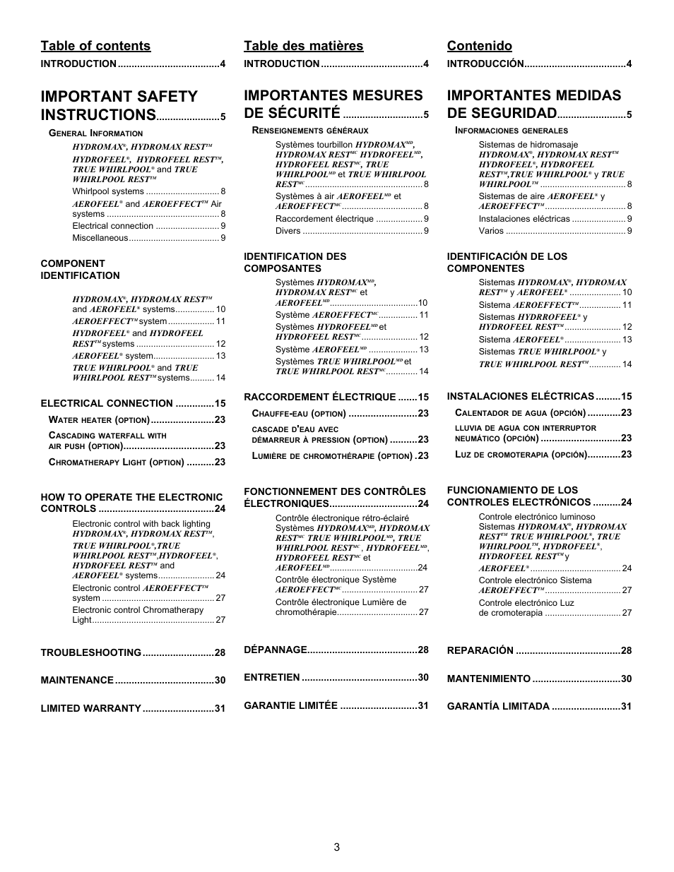 MAAX AIGO 7236 User Manual | Page 3 / 36