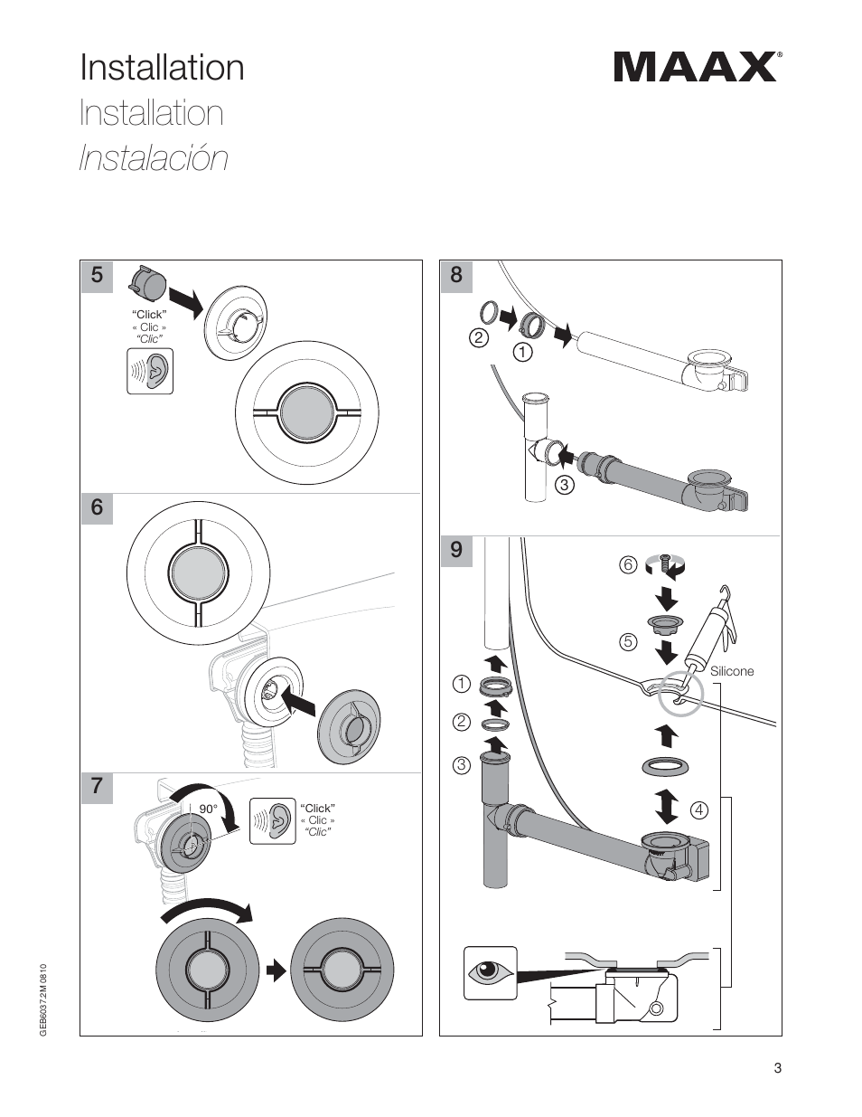 Installation installation instalación | MAAX AIGO 7236 User Manual | Page 3 / 4