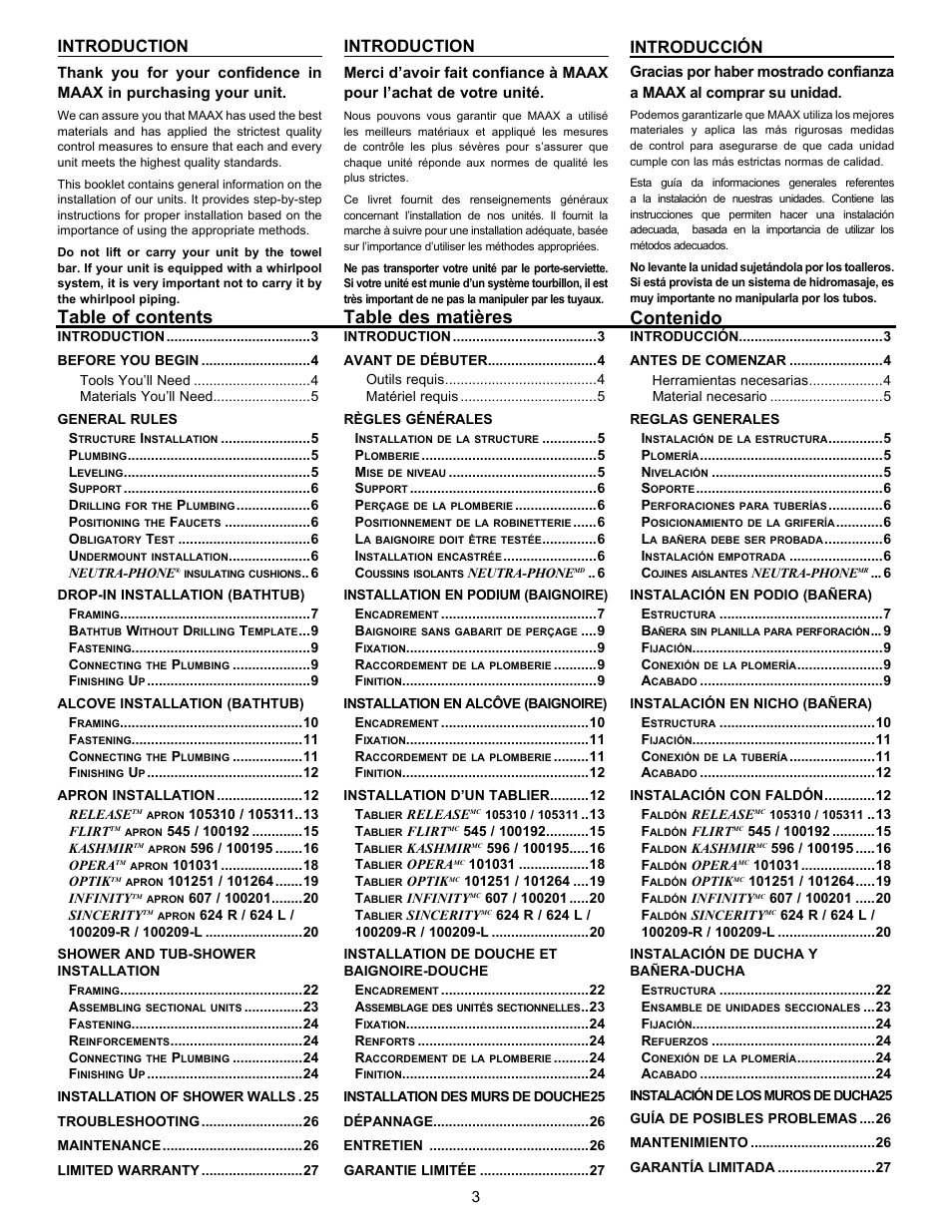 MAAX AIGO 7236 User Manual | Page 3 / 32