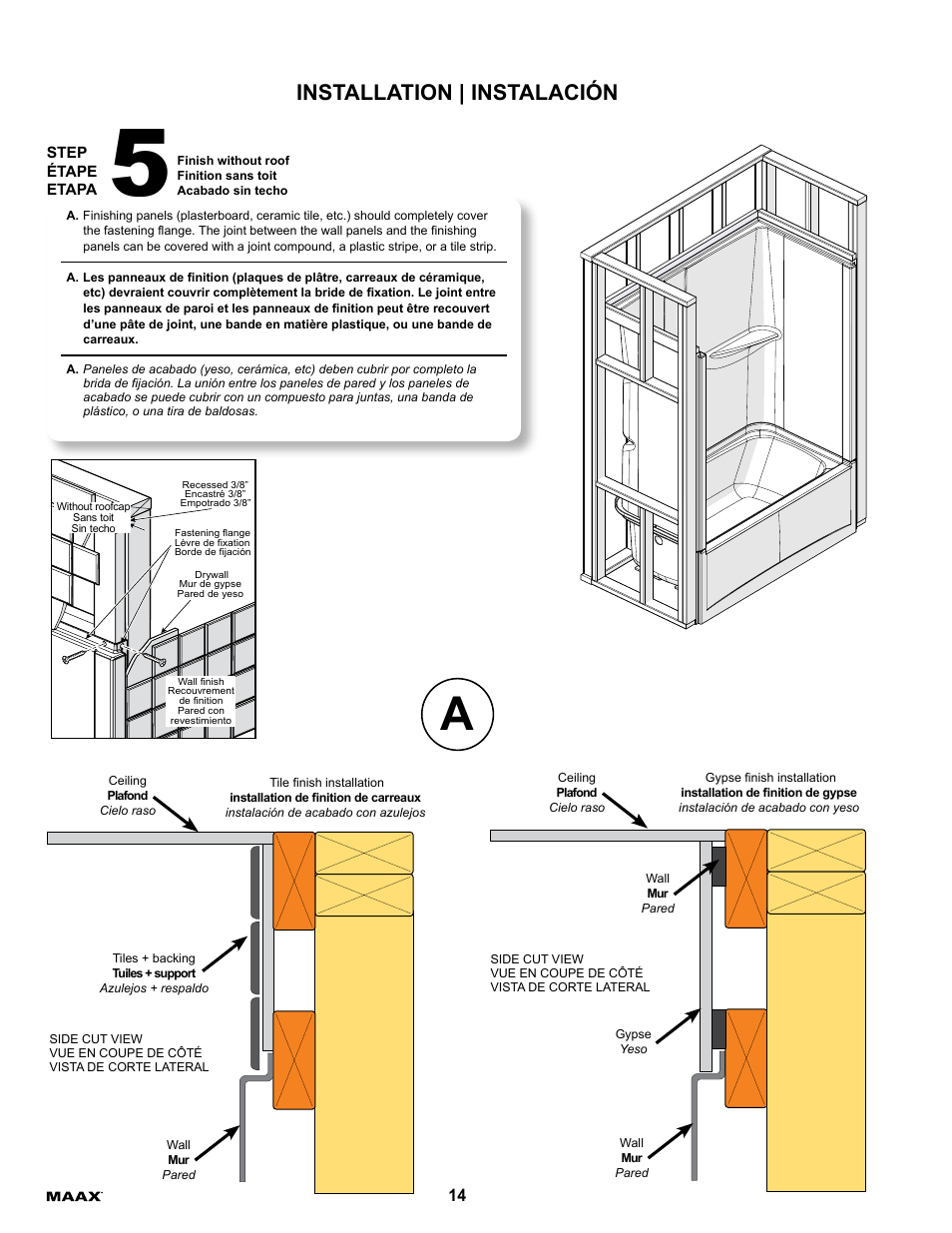 Installation | instalación | MAAX ALLIA TS-6032 User Manual | Page 14 / 20