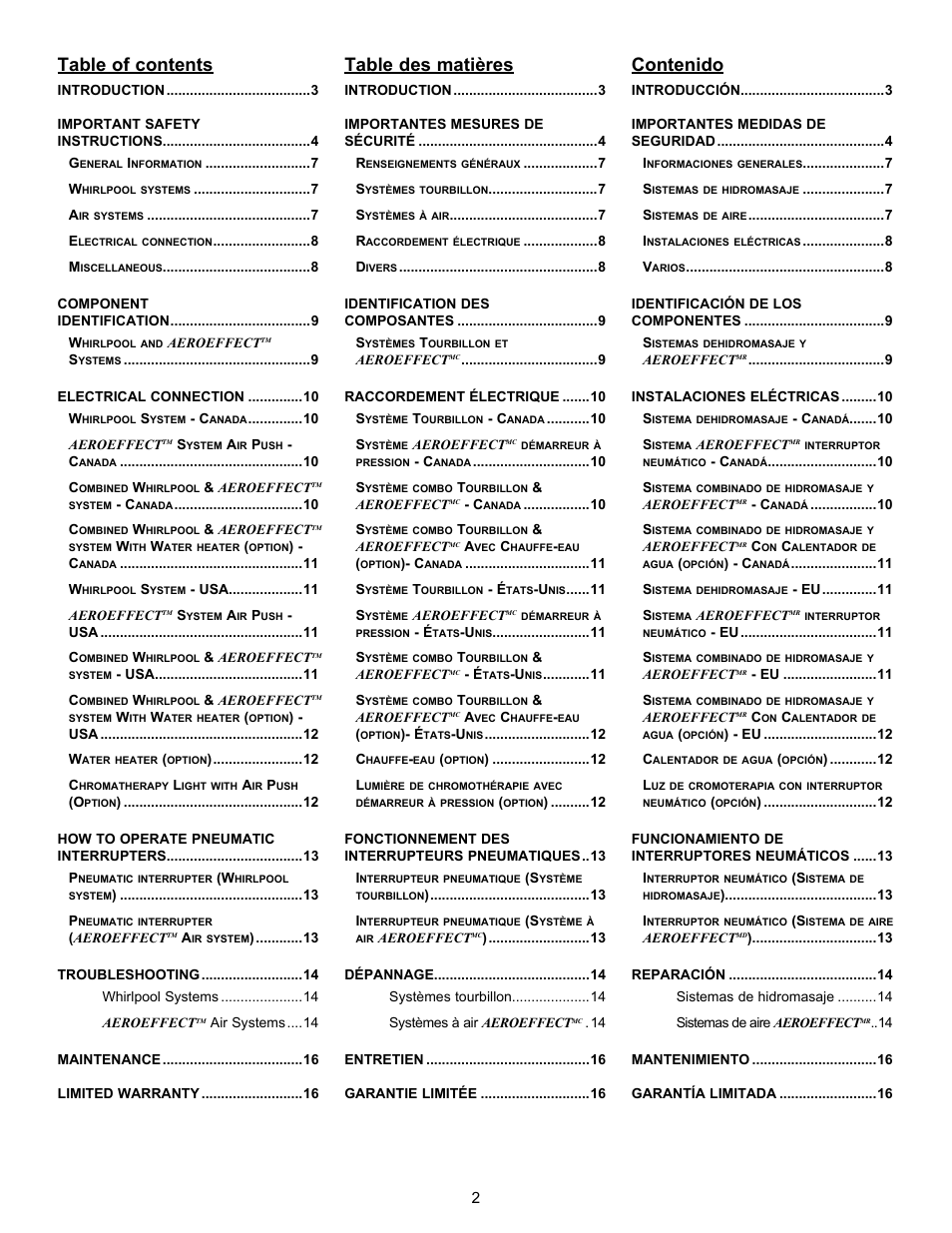 MAAX APEX 108 9 FT User Manual | Page 2 / 20