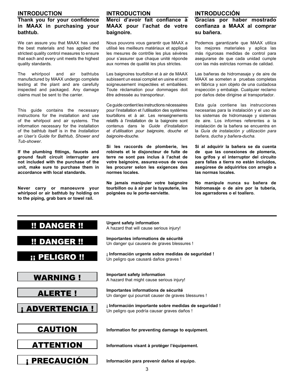 MAAX APEX 108 9 FT User Manual | Page 3 / 20