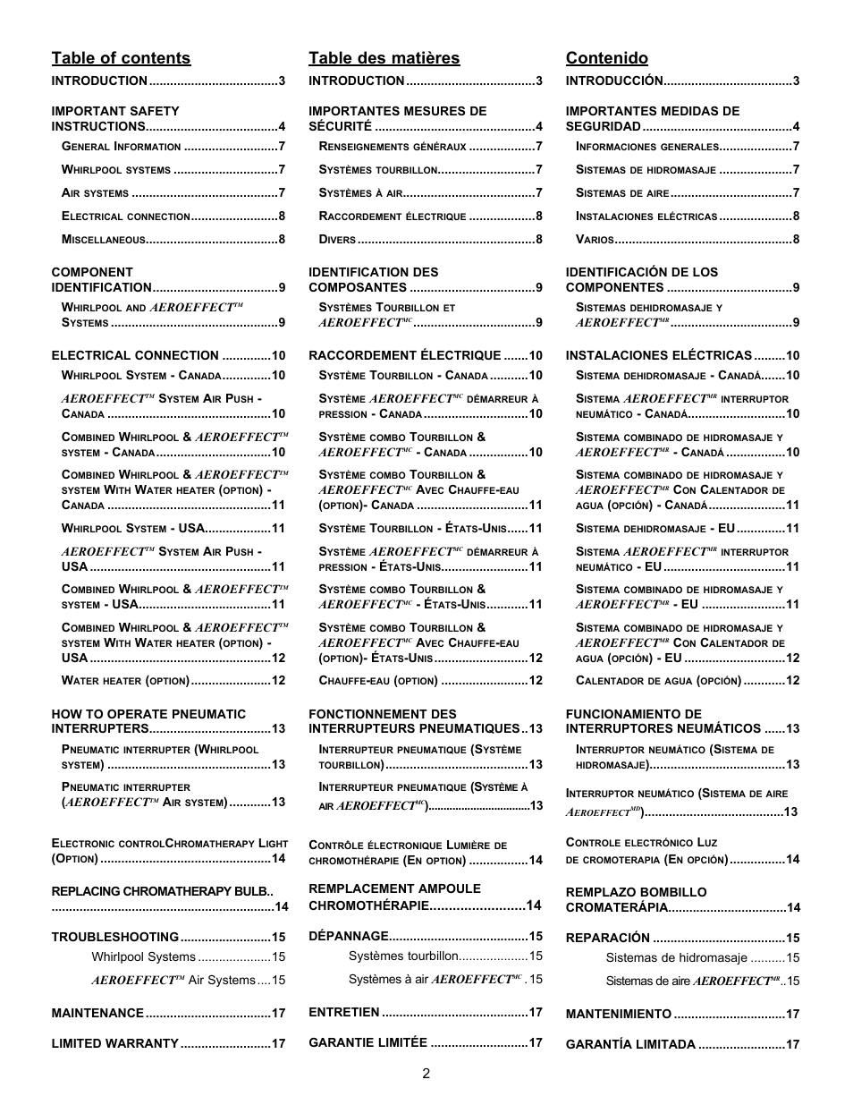 MAAX APEX 108 9 FT User Manual | Page 2 / 20