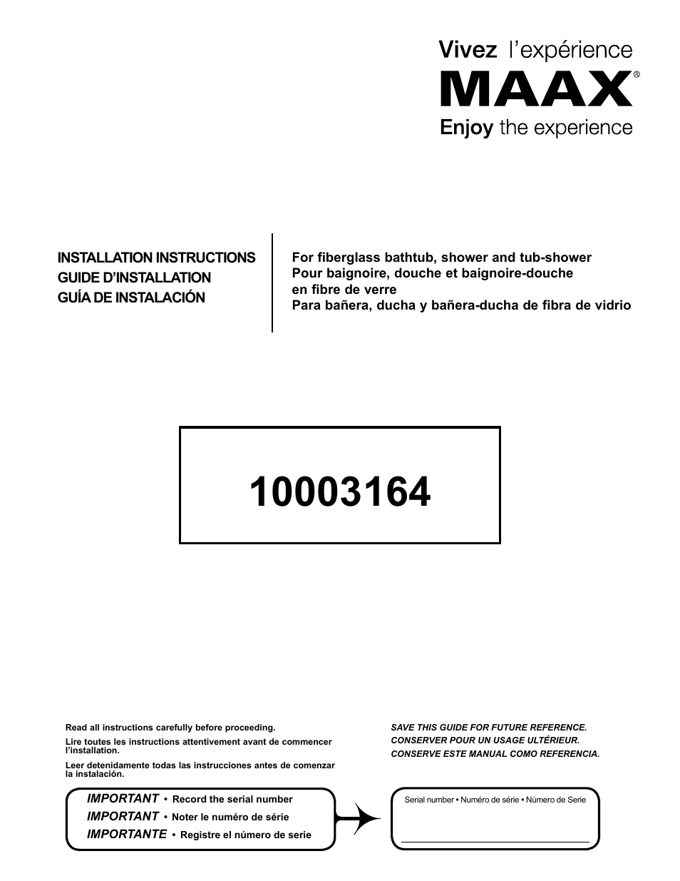 MAAX AVENUE 6030 User Manual | 16 pages