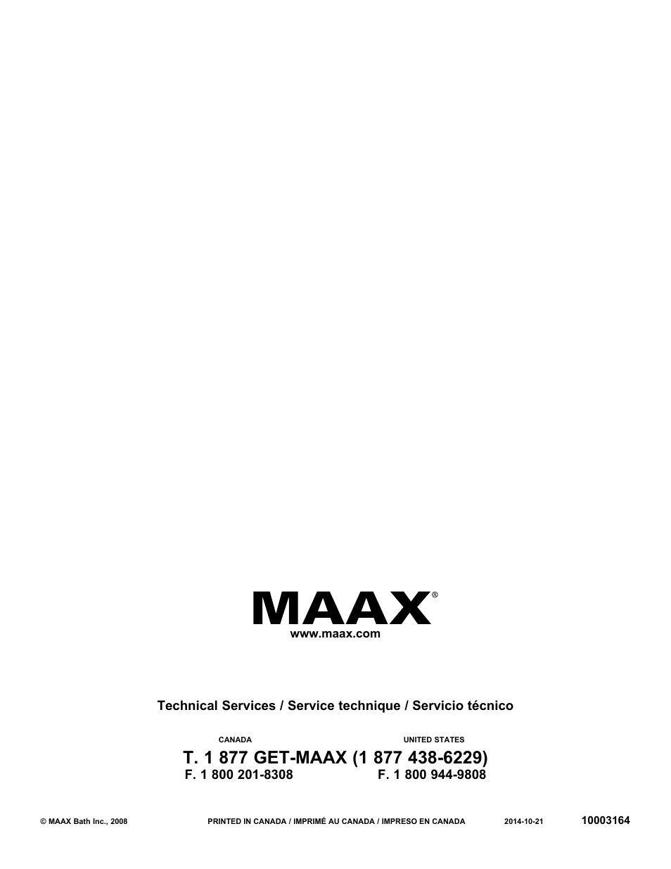 MAAX AVENUE 6030 User Manual | Page 16 / 16