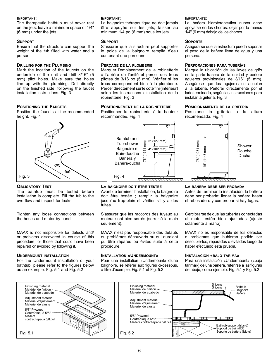 MAAX AVENUE 6030 User Manual | Page 6 / 20