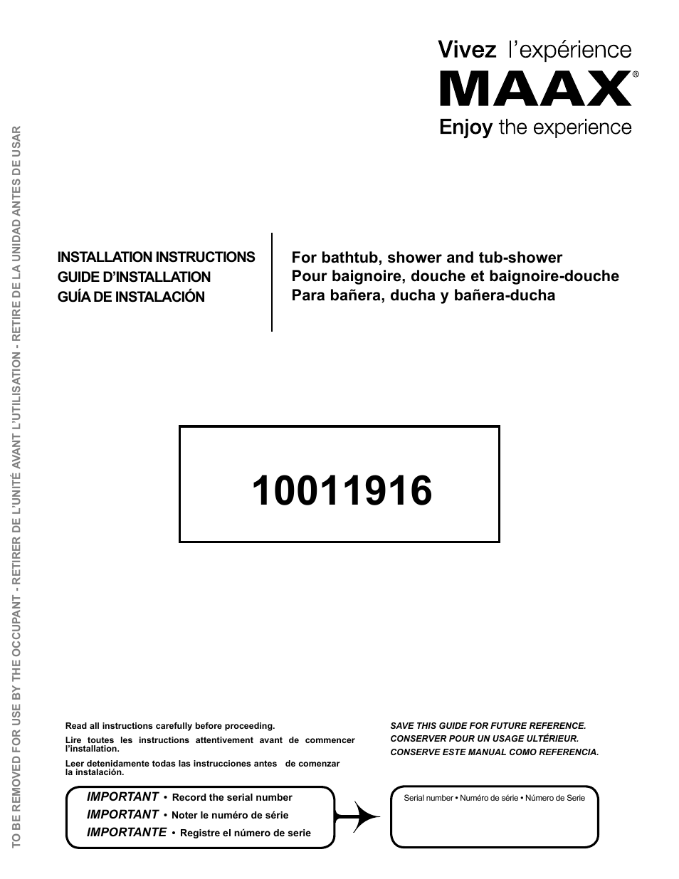 MAAX BACCARAT User Manual | 24 pages