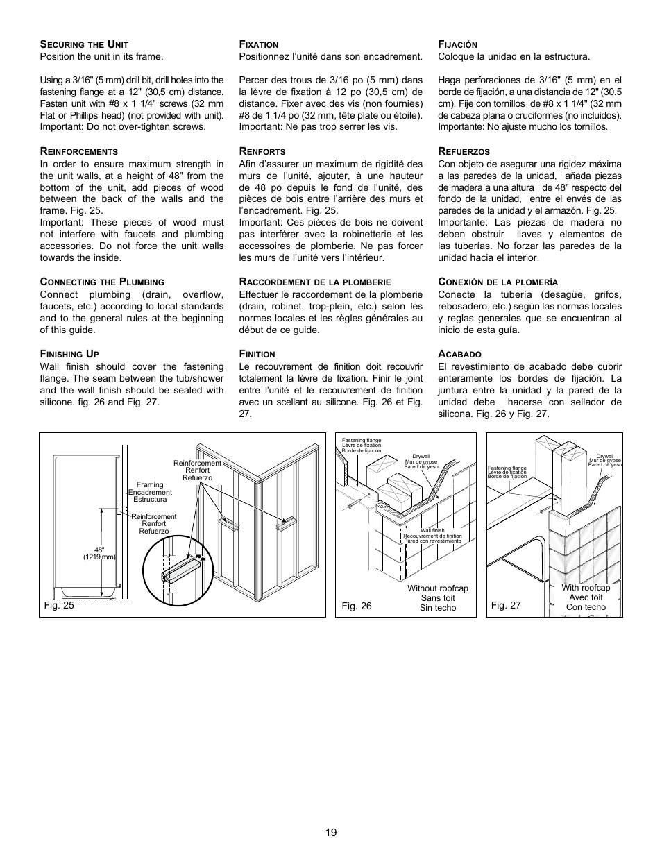 19 s, Fig. 26, Fig. 25 | Fig. 27 | MAAX BACCARAT User Manual | Page 19 / 24