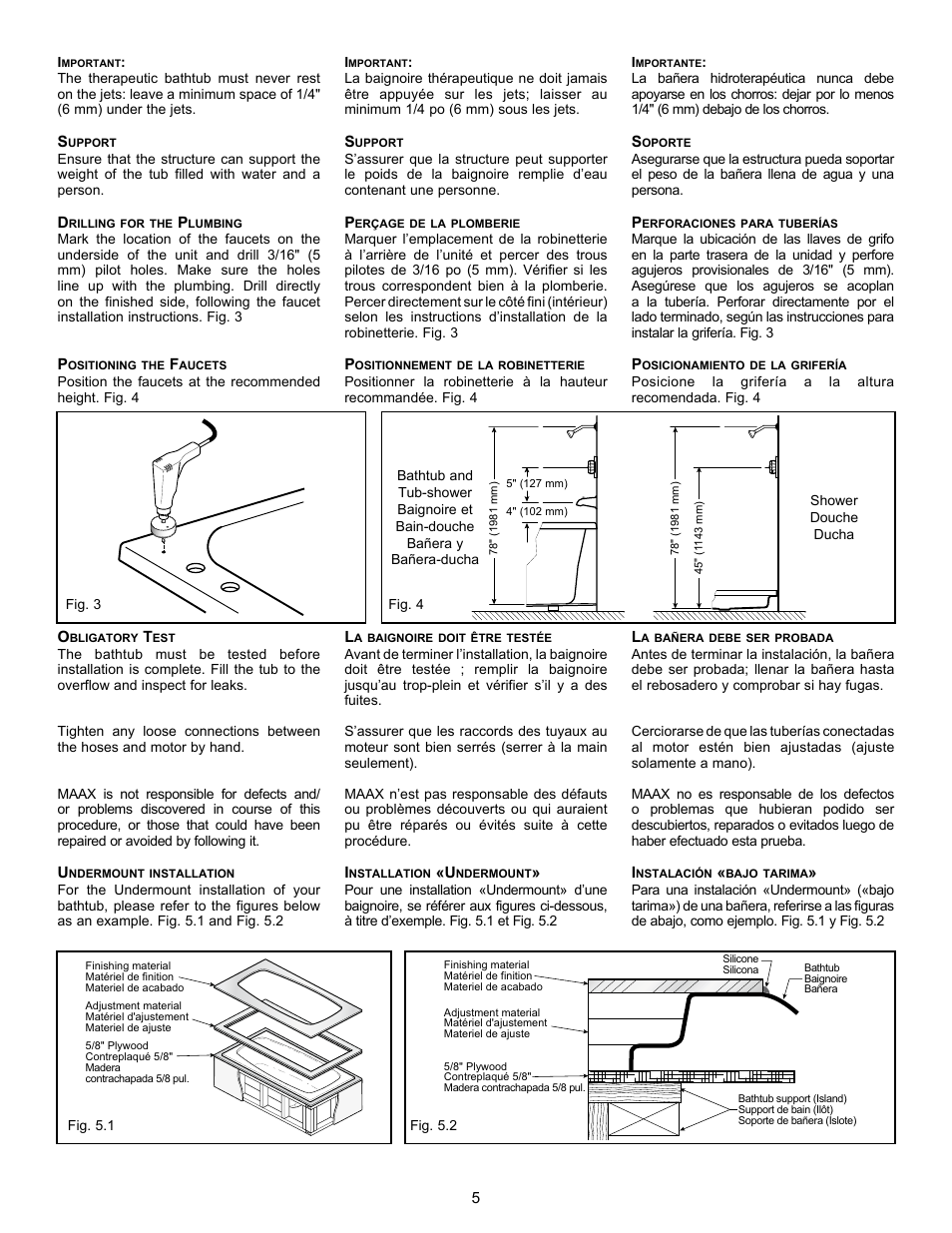 MAAX BACCARAT User Manual | Page 5 / 24