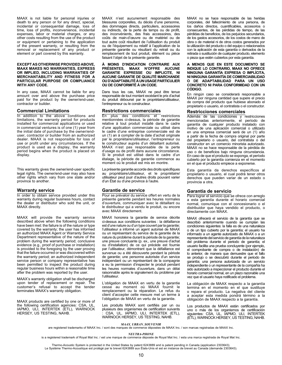 MAAX CALLA User Manual | Page 10 / 12