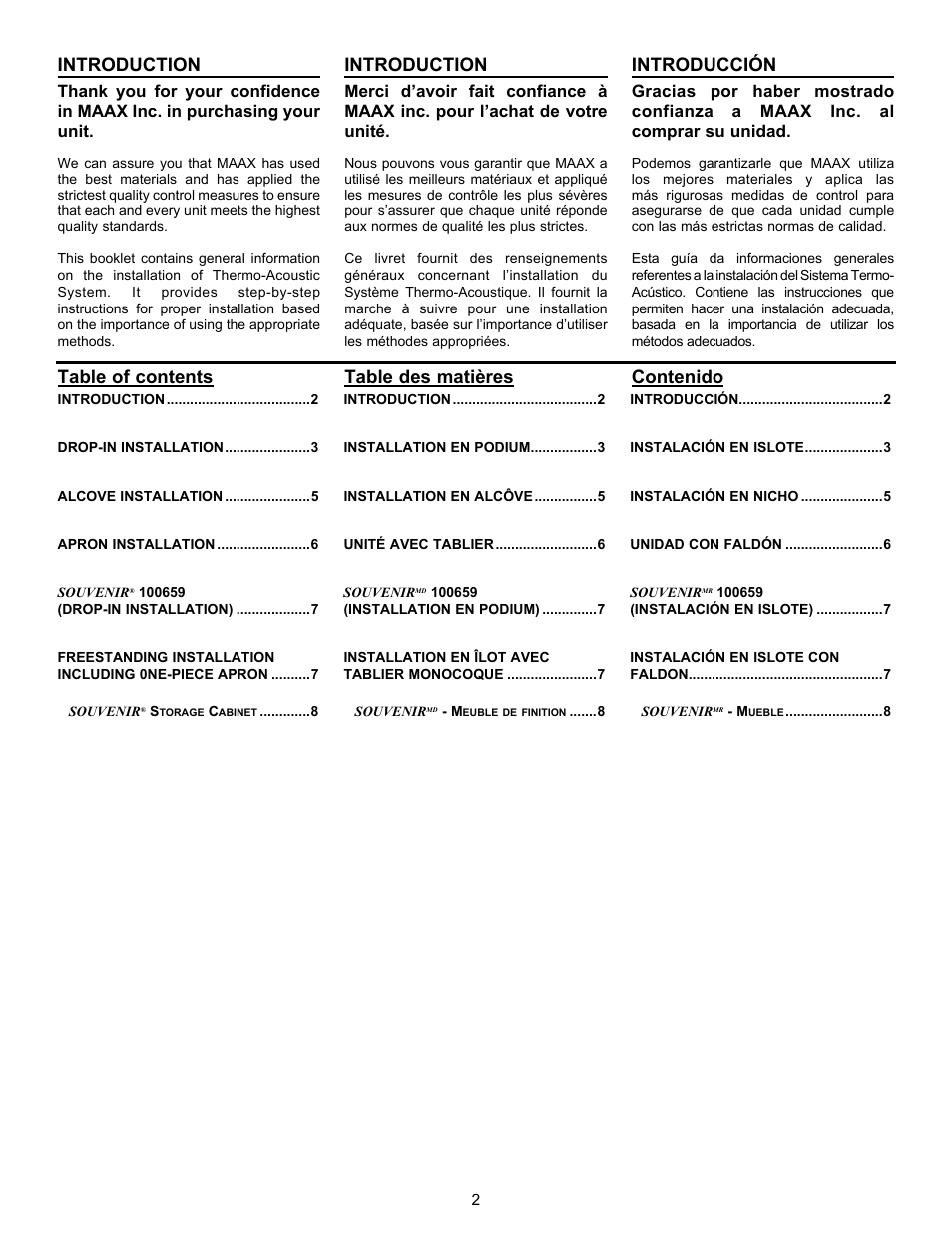 MAAX CALLA User Manual | Page 2 / 12