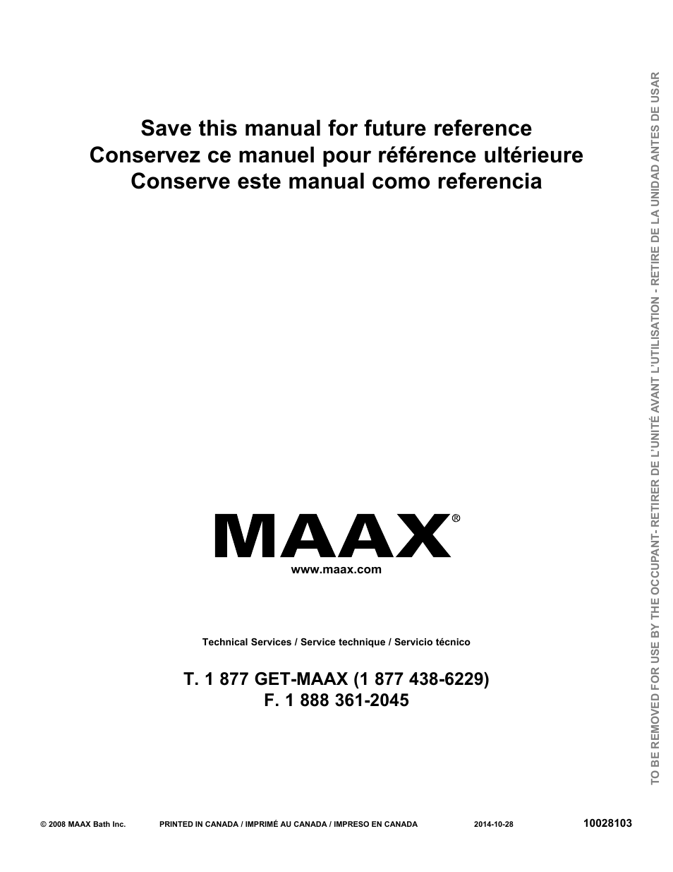 MAAX ESSENCE TO-6030 User Manual | Page 16 / 16
