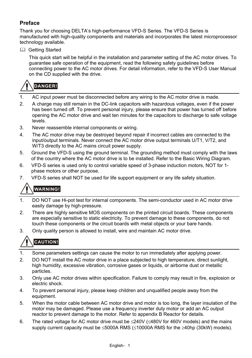 Delta Electronics Network Device VFD-S User Manual | 22 pages