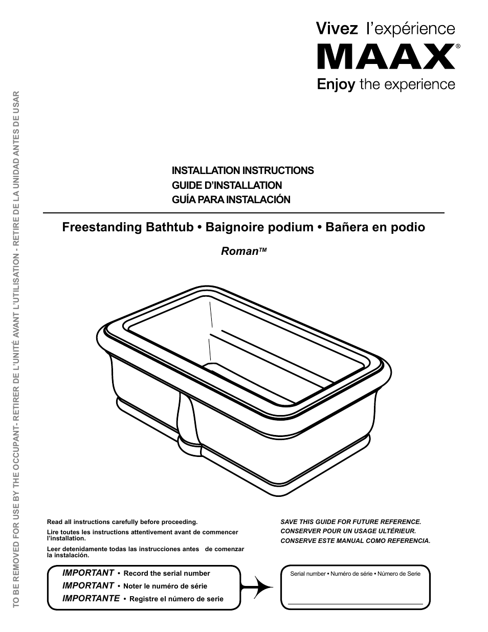 MAAX ROMAN User Manual | 20 pages