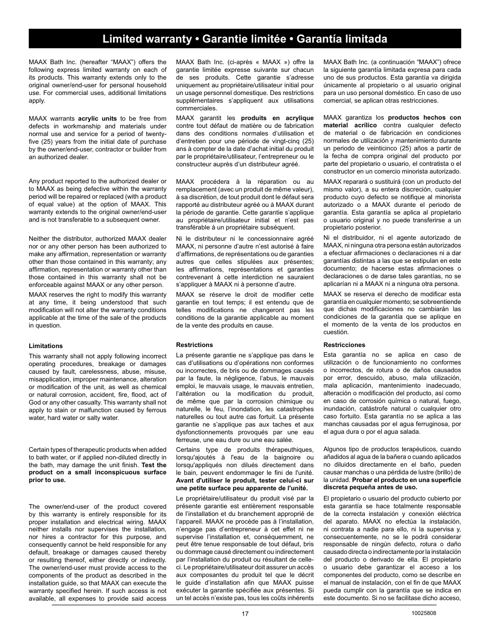 MAAX ROMAN User Manual | Page 17 / 20