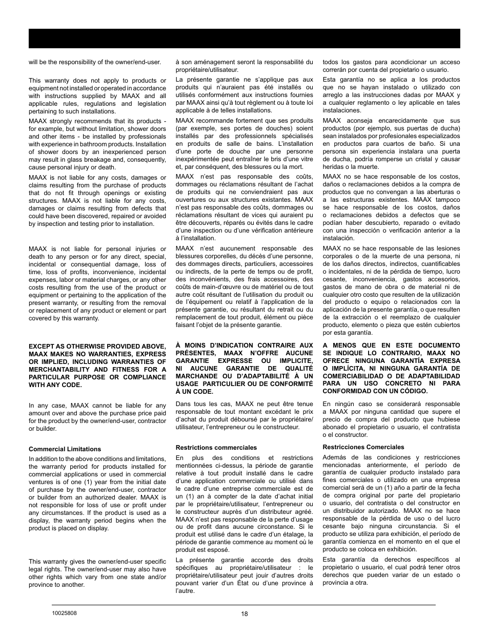 MAAX ROMAN User Manual | Page 18 / 20