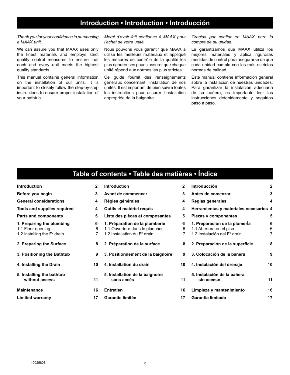 MAAX ROMAN User Manual | Page 2 / 20