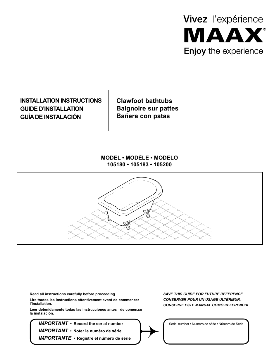 MAAX MOMENT 5830 User Manual | 4 pages