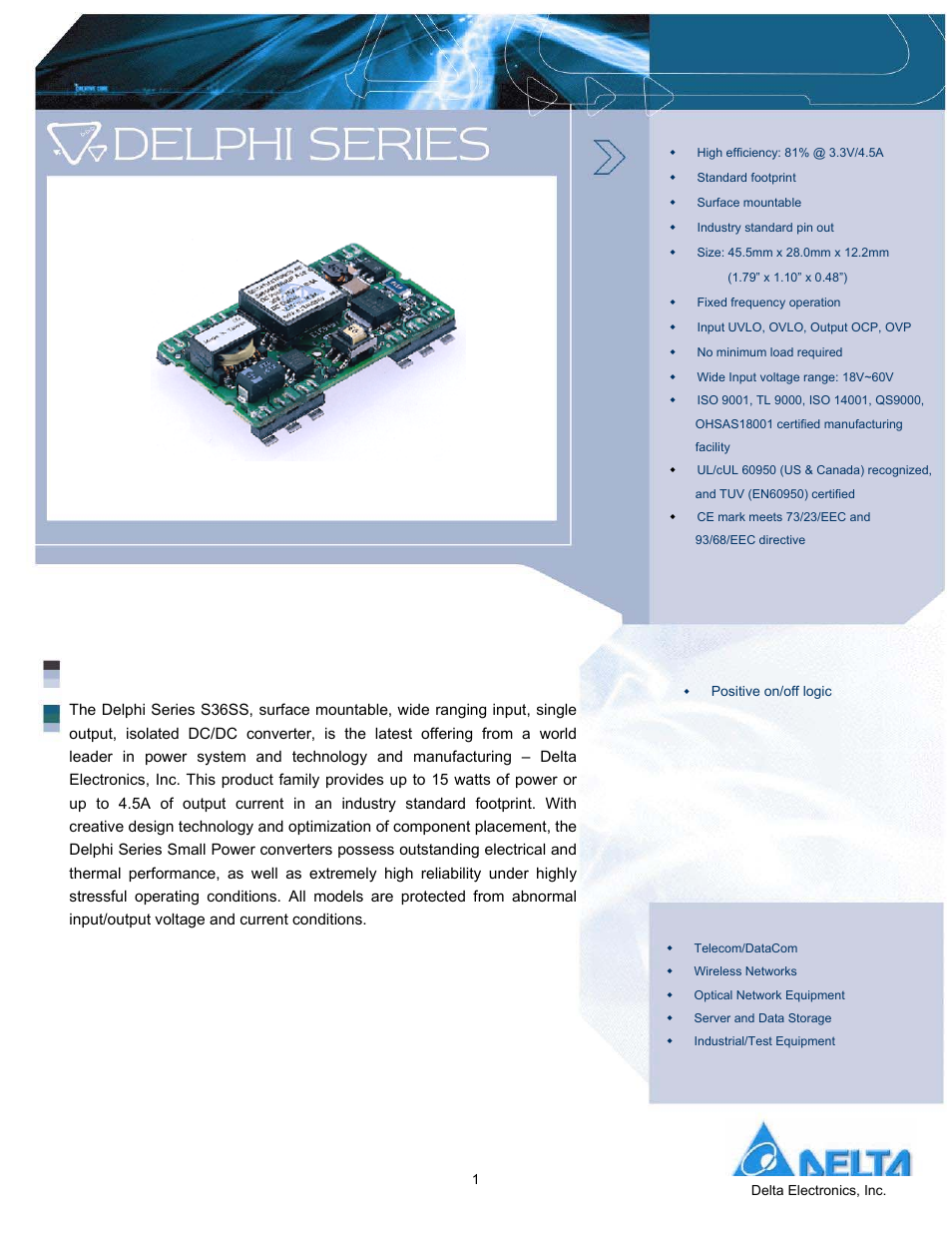 Delta Electronics S36SS User Manual | 11 pages