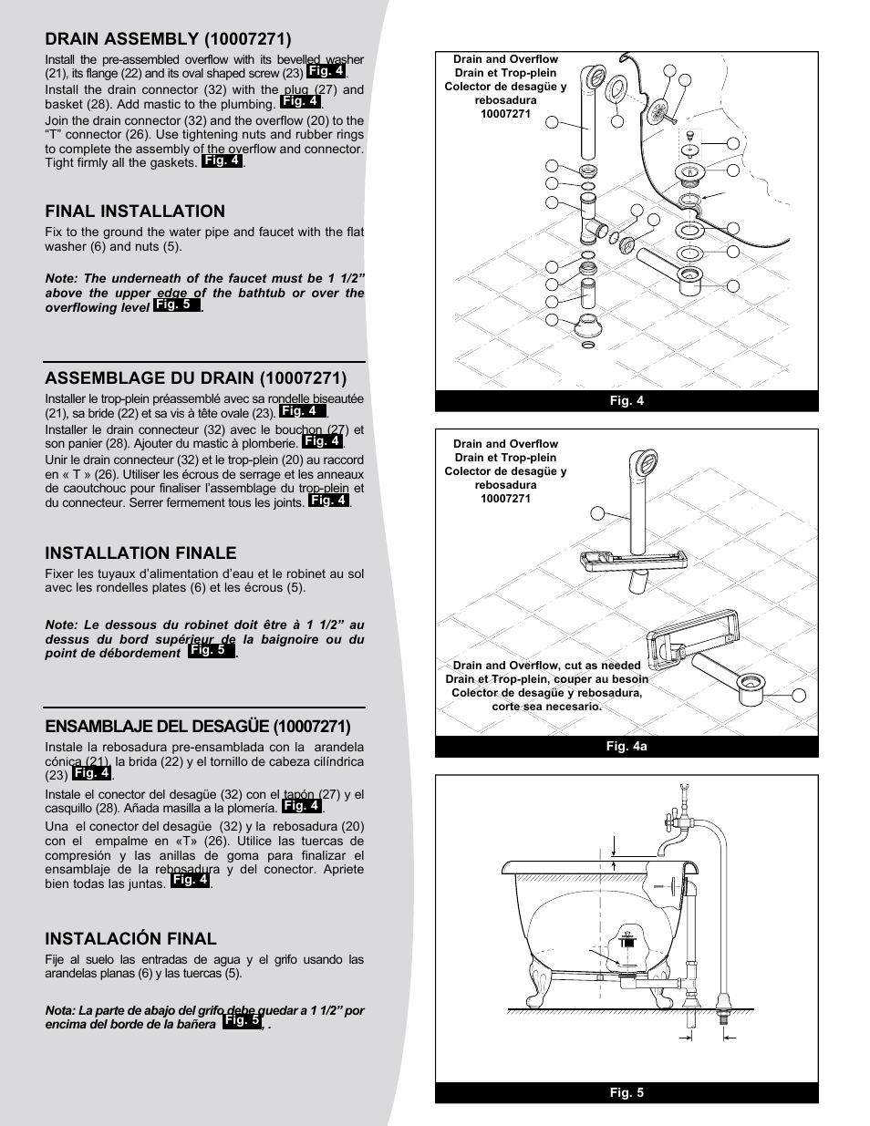 Final installation, Installation finale, Instalación final | MAAX MOMENT 5830 User Manual | Page 8 / 12