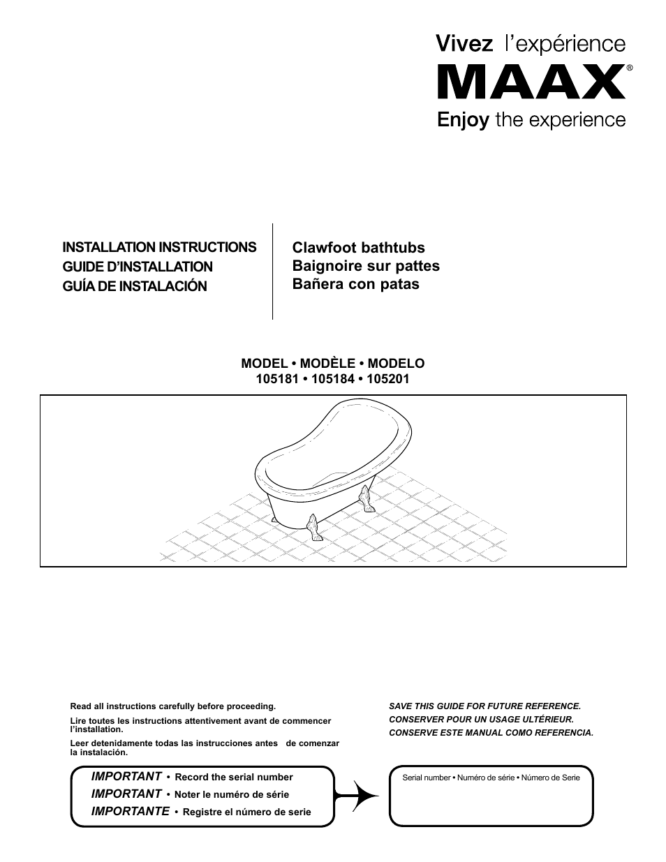 MAAX MOMENT 6631 User Manual | 4 pages