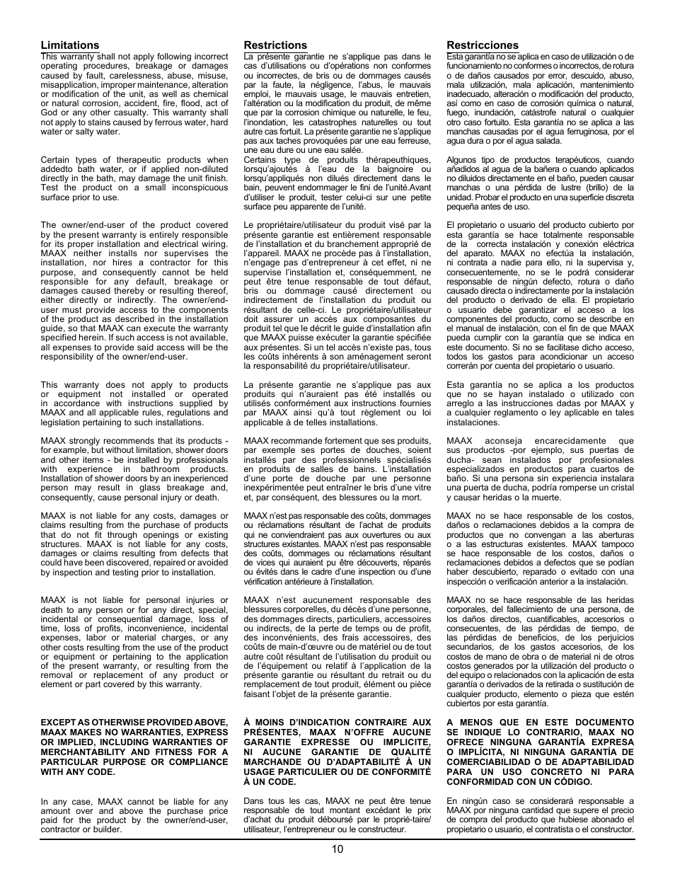 MAAX OPTIK 6032 F User Manual | Page 10 / 12
