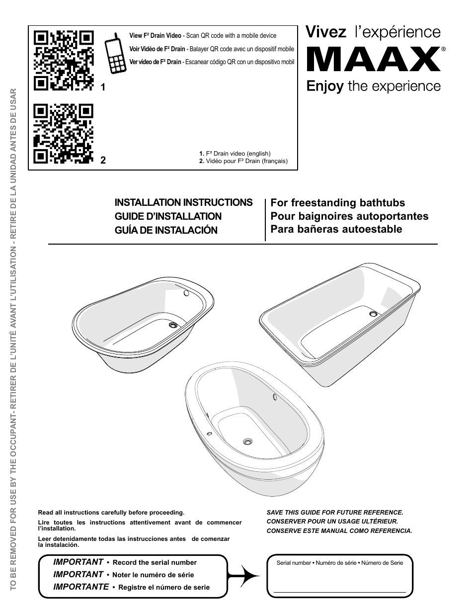 MAAX REVERIE F User Manual | 12 pages