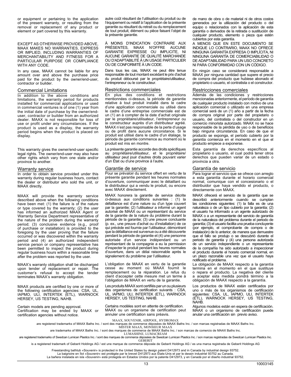 MAAX SOUVENIR WITH APRON User Manual | Page 13 / 16
