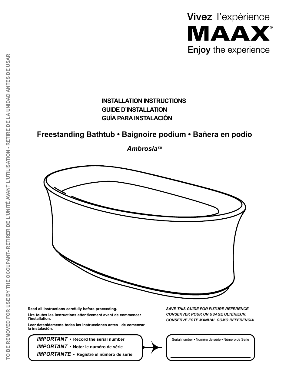 MAAX AMBROSIA 6636 F User Manual | 20 pages