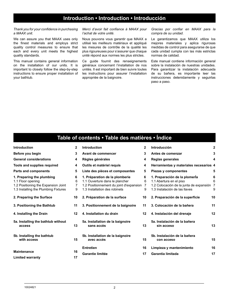 MAAX AMBROSIA 6636 F User Manual | Page 2 / 20