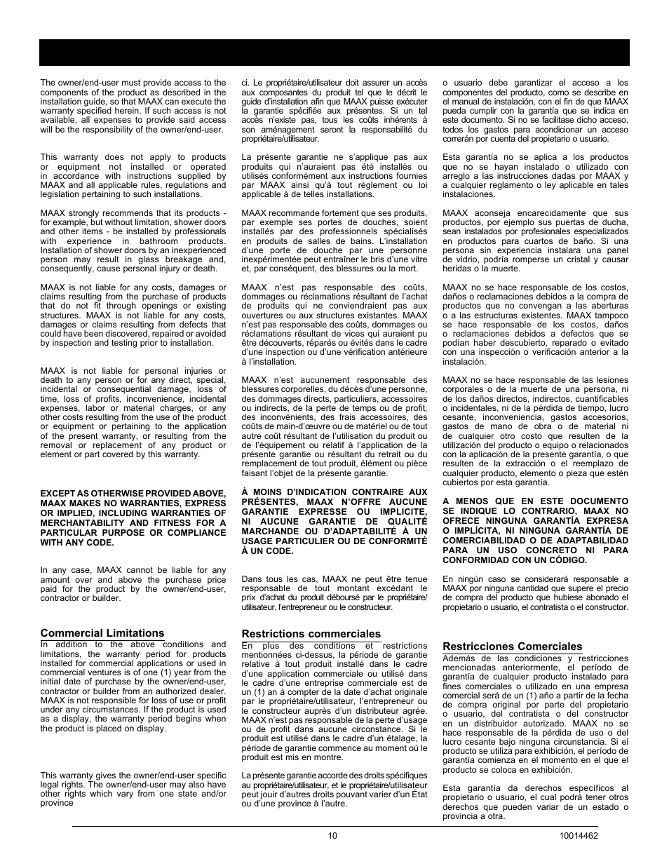 MAAX 59 PANAMA User Manual | Page 10 / 12