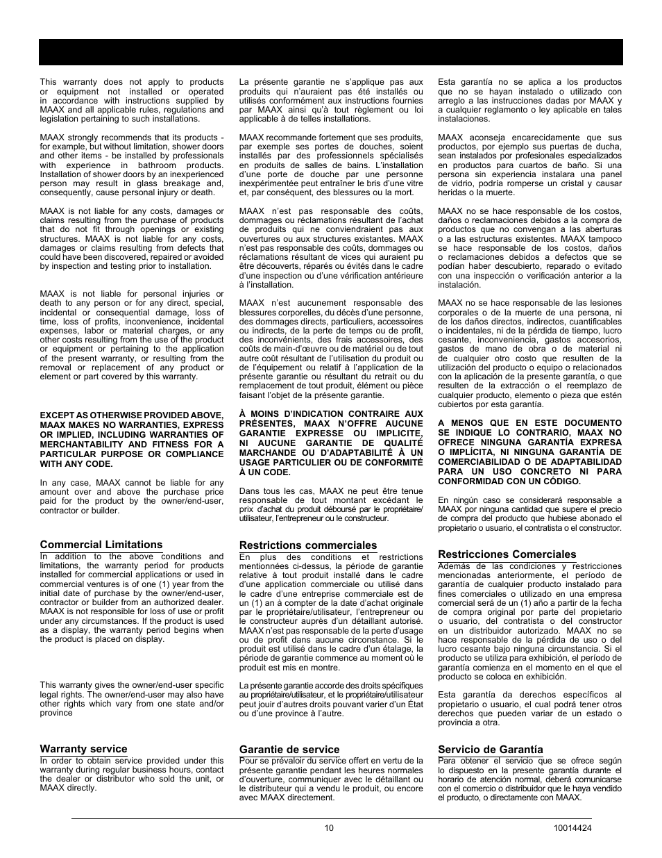 MAAX 80 ALASKA User Manual | Page 10 / 12