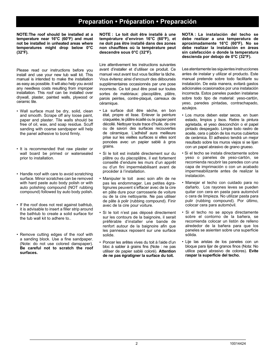 Preparation • préparation • preparación | MAAX 80 ALASKA User Manual | Page 2 / 12