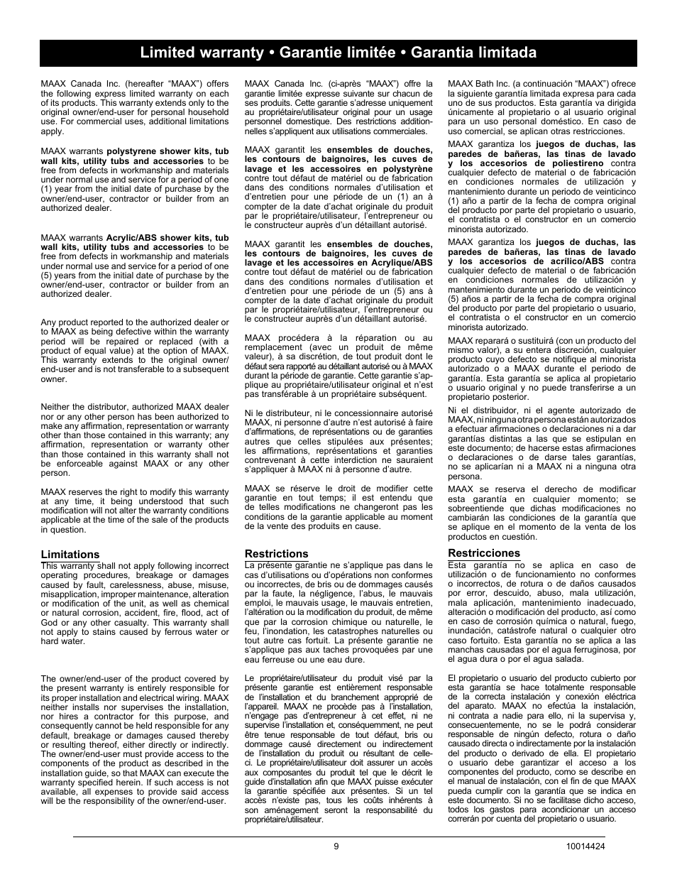 MAAX 80 ALASKA User Manual | Page 9 / 12