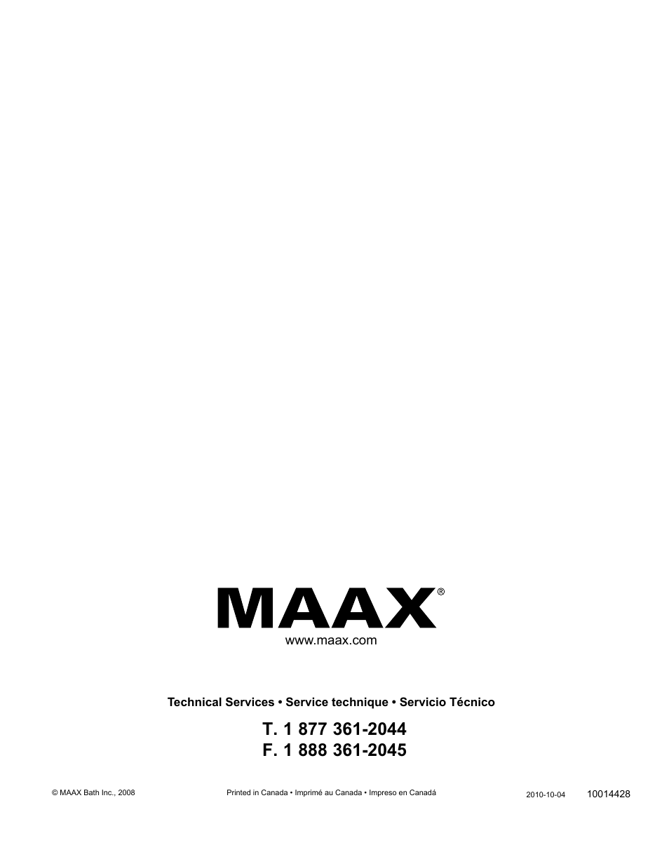 MAAX 80 PARISIENNE PLUS User Manual | Page 12 / 12