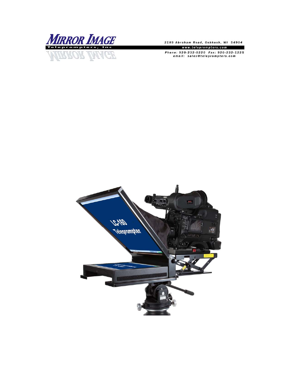 Mirror Image Teleprompters LC-10HB User Manual | 8 pages