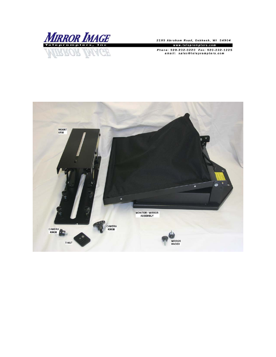 Teleprompter parts | Mirror Image Teleprompters LC-10HB User Manual | Page 2 / 8