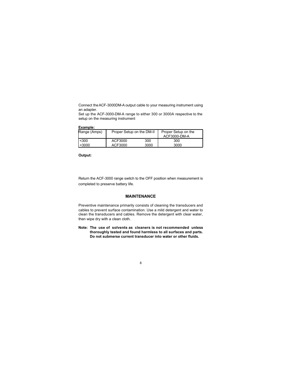 Amprobe ACF-3000DM-A Current Transducer User Manual | Page 8 / 12